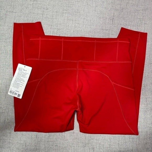 Lululemon Fast and Free High Rise Tights Dark Red Leggings 14 Nwt - Picture 7 of 9